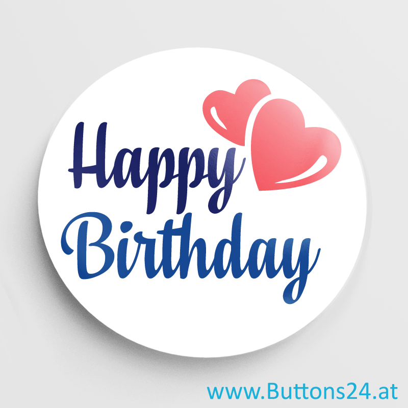 Happy Birthday Buttons mit Herzen