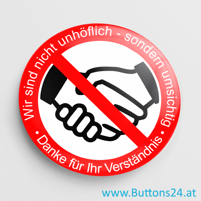 Covid19 Anstecker Button No Handshake Motiv
