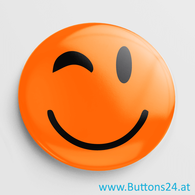 Orange - Zwinkersmiley - Buttons bestellen