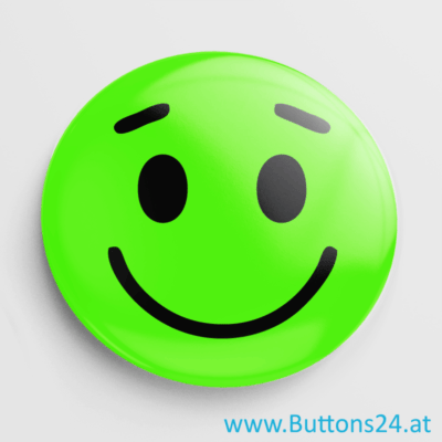 Buttons kaufen in WIEN! Smiley Button ordern - Grün Glücklich Happy Lachend